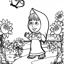 Masha e o Urso para imprimir e colorir