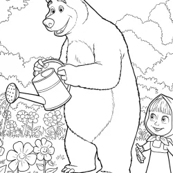 Masha e o Urso para imprimir e colorir