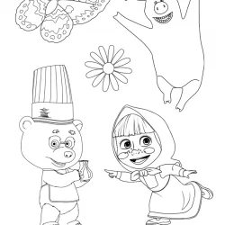 Masha e o Urso para imprimir e colorir