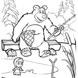 Masha e o Urso para imprimir e colorir