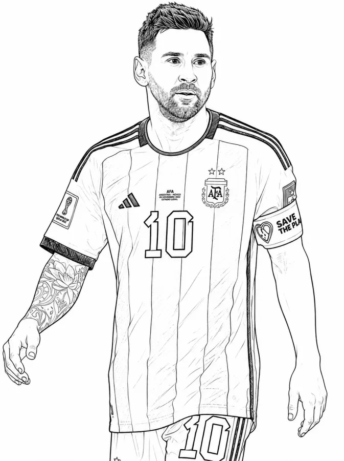 Messi para imprimir e colorir