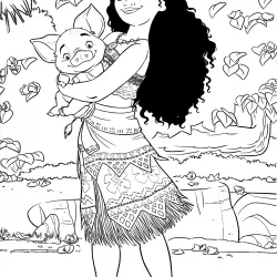 Moana para imprimir e colorir