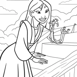 Mulan para imprimir e colorir