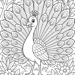 Pavão para imprimir e colorir