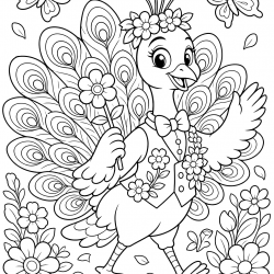 Pavão para imprimir e colorir