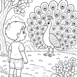Pavão para imprimir e colorir