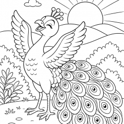 Pavão para imprimir e colorir