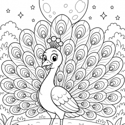 Pavão para imprimir e colorir