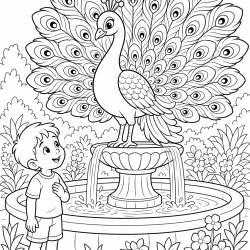 Pavão para imprimir e colorir