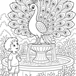 Pavão para imprimir e colorir