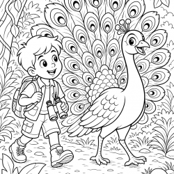 Pavão para imprimir e colorir