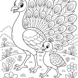 Pavão para imprimir e colorir