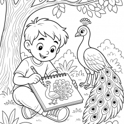 Pavão para imprimir e colorir