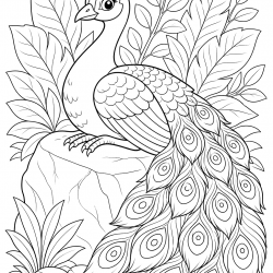 Pavão para imprimir e colorir
