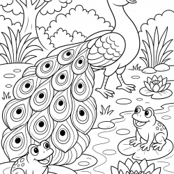 Pavão para imprimir e colorir
