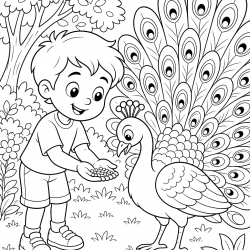 Pavão para imprimir e colorir