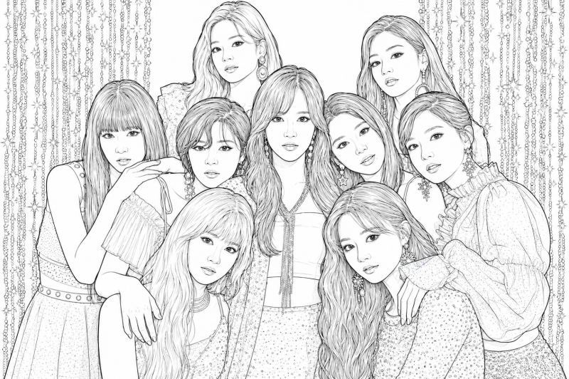 Twice para imprimir e colorir