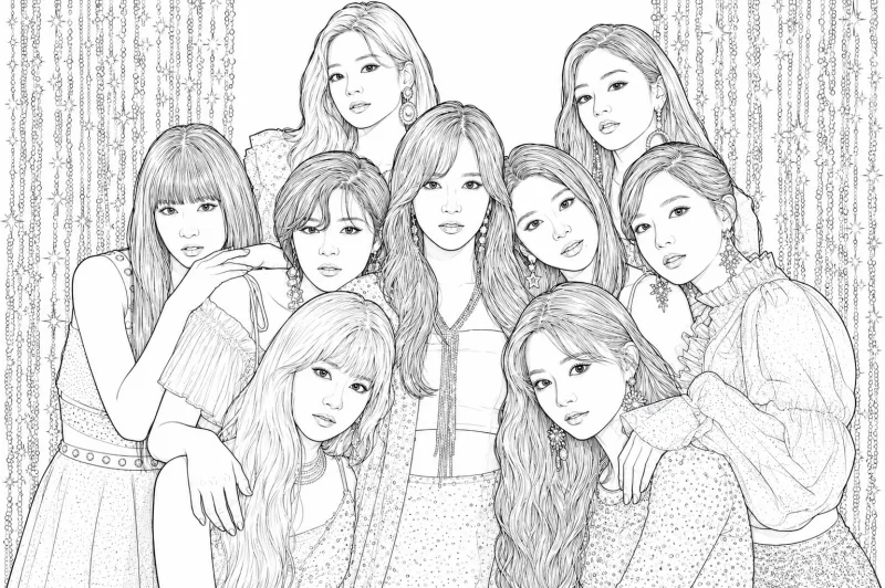Twice para imprimir e colorir