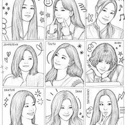 Twice para imprimir e colorir