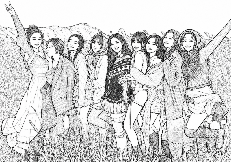 Twice para imprimir e colorir