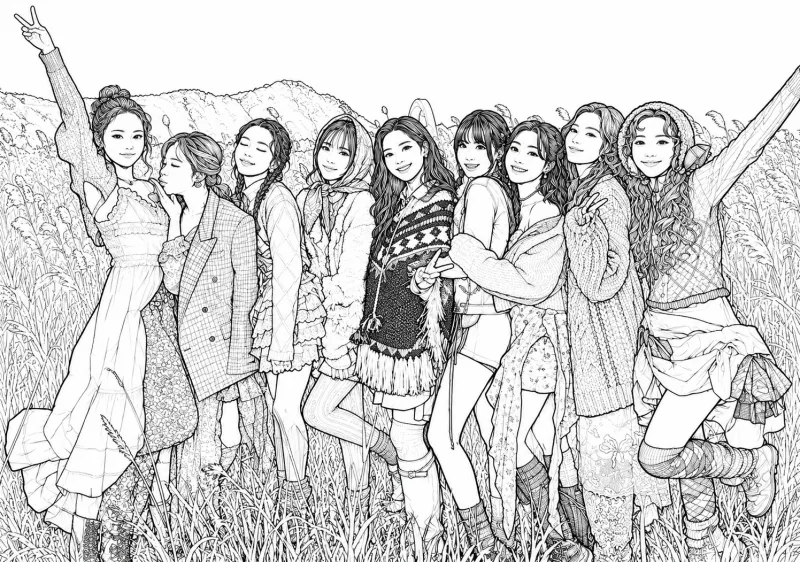 Twice para imprimir e colorir