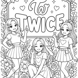 Twice para imprimir e colorir