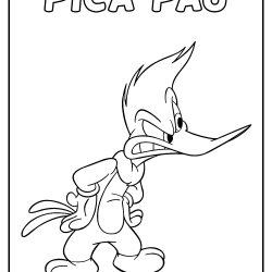 Pica-pau para imprimir e colorir