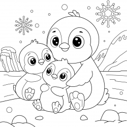 Pinguins para imprimir e colorir