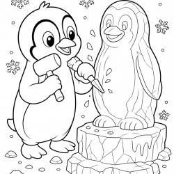 Pinguins para imprimir e colorir