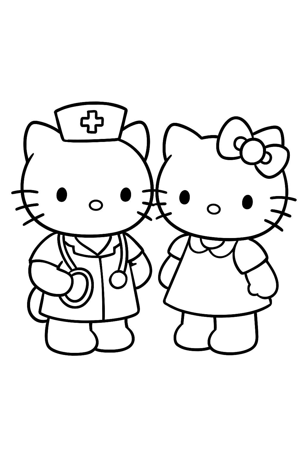 Helo kity médica ao lado de outra helo kity para colorir