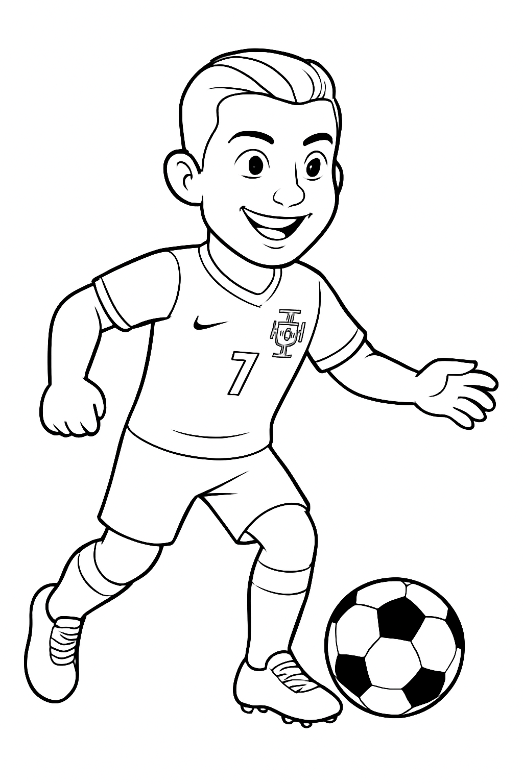 Cristiano Ronaldo com camisa de.portugal para colorir