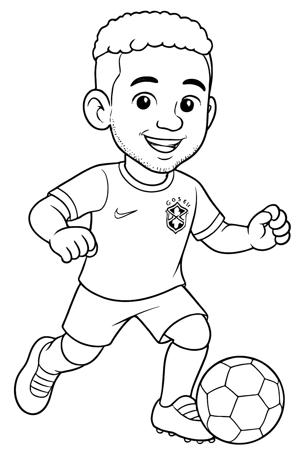 Neymar com camisa do brasil para colorir