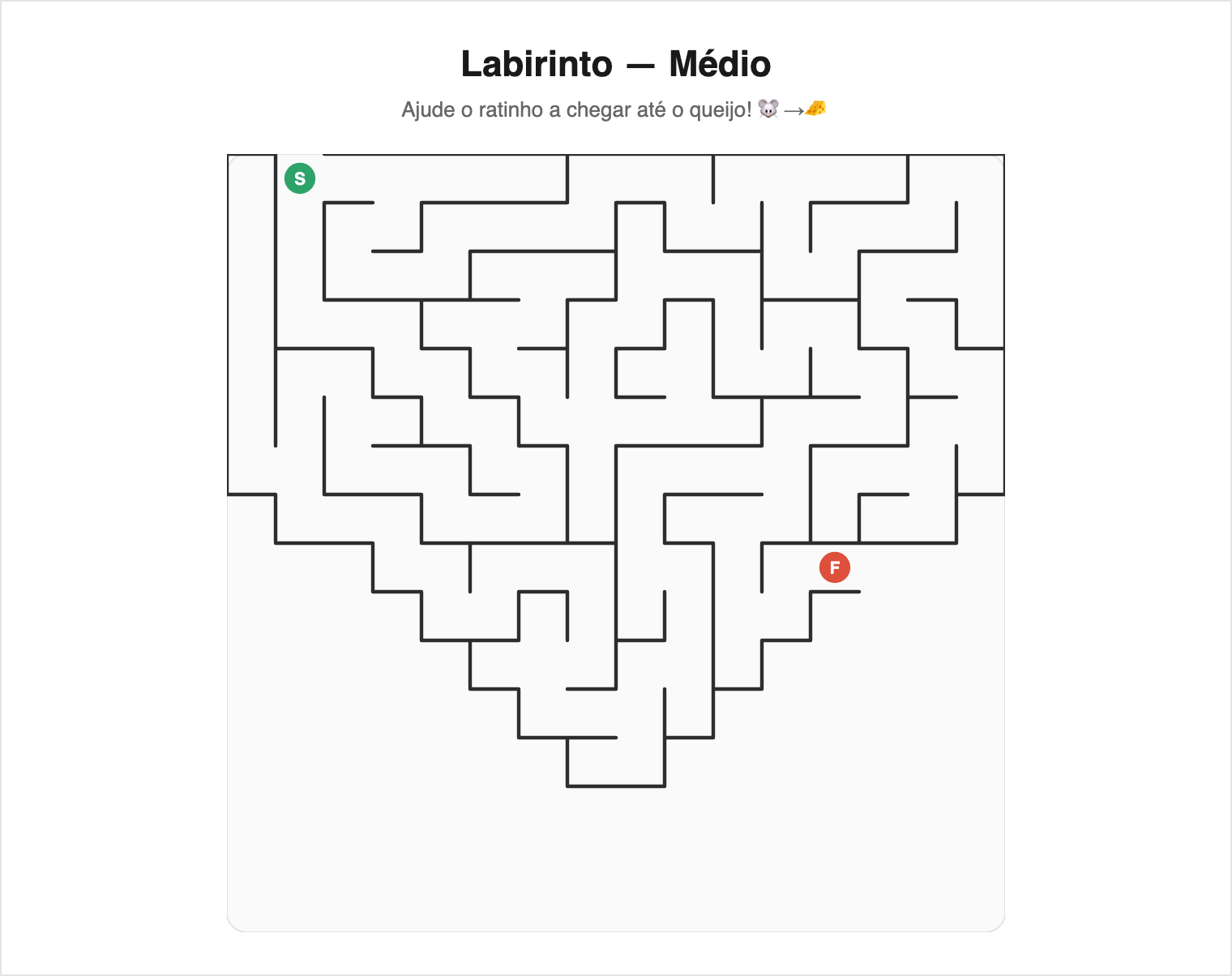 Fácil em coração — grade 16×16 (tema classic) — Labirinto Fácil para Imprimir