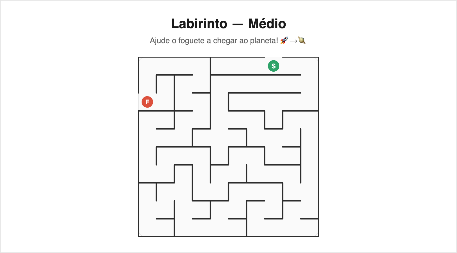 Fácil — grade 10×10 (tema space) — Labirinto Fácil para Imprimir